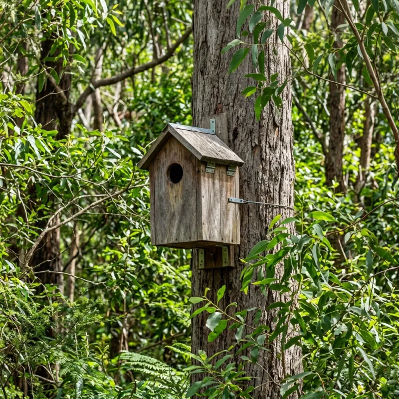 Animal nesting box installed as a humane alternative to a Regent roof cavity