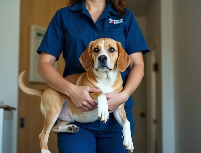 Technician respectfully transporting a deceased dog in Regent